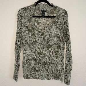 Y2K Womens 10 Medium Babydoll Green Sheer Blouse Forest Fairy Goblin Whimsical